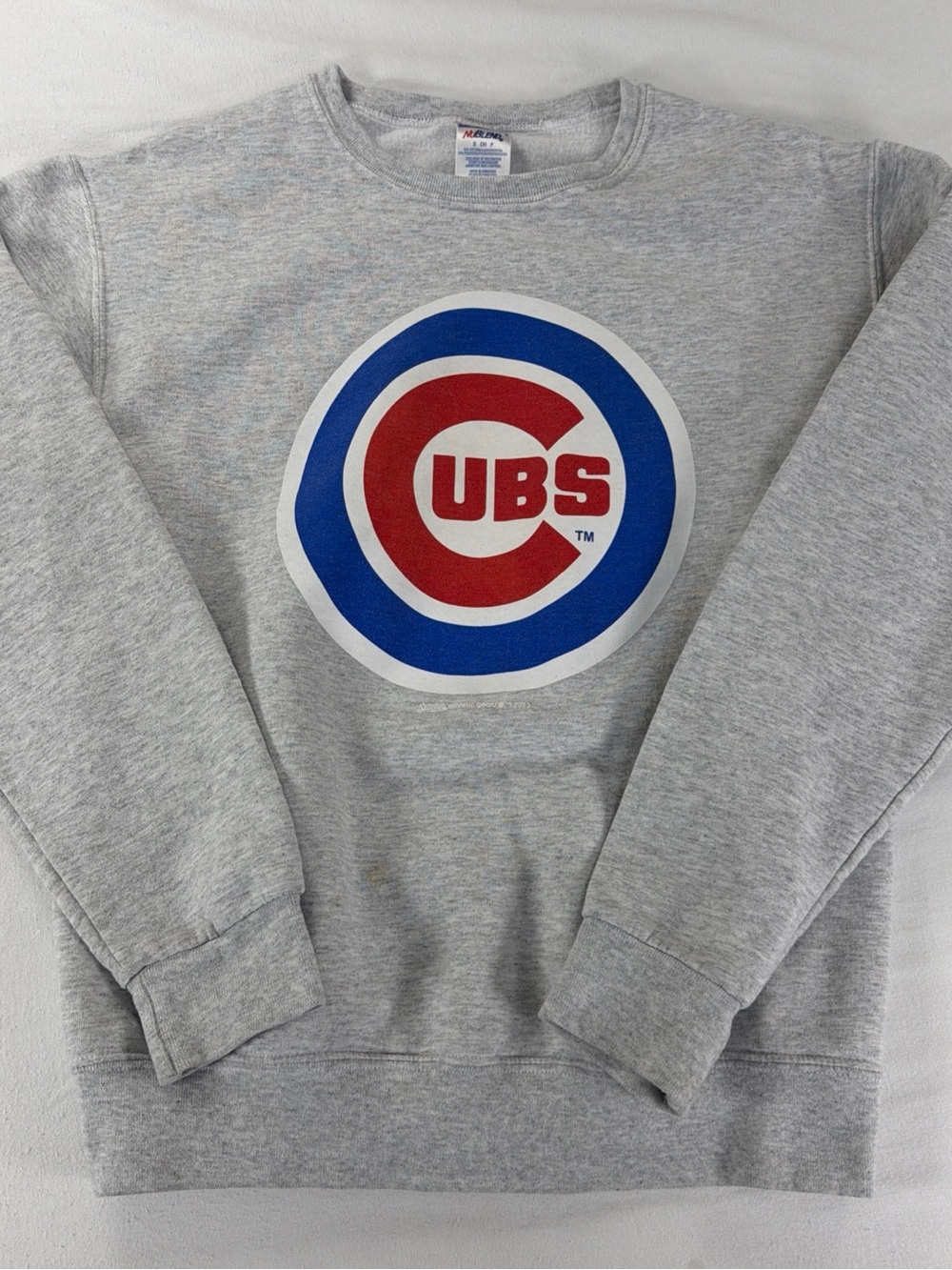 Chicago Cubs Gray Crewneck Sweatshirt with Red & Blue Logo